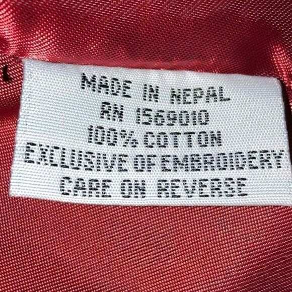 Yak Magik 100% Cotton Jacket Charcoal Black Red All Over Embroidery Sz M - Picture 8 of 12